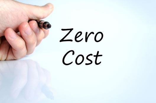 Business man hand writing zero cost