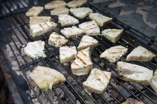 smoked fish barbecue roasted on grill