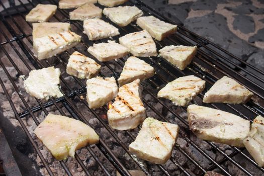 smoked fish barbecue roasted on grill