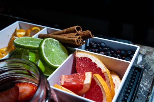 cocktail ingredients cinnamon limes blueberry