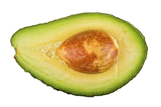 Cut avocado isolated on a white background
