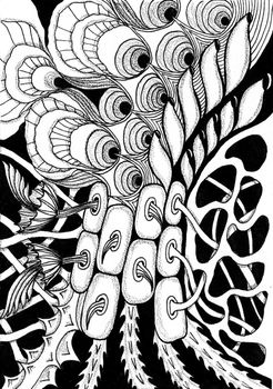 Zentangle - meditative drawing. Graphic patterns. Drawing lines