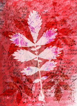 Abstract watercolor background handmade leaves. Mixed media background. Crumpled paper, leaves, spray