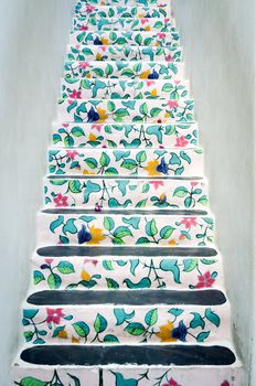 Staircase was decorated with beautiful paintings.
