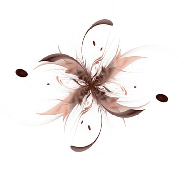 Abstract fractal flower ribbon glossy beige sharp petals