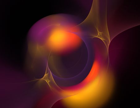 Abstract fractal ball of light black background