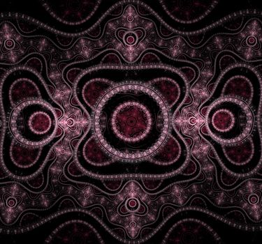 Jewelry circles fractal pattern on a black background pink, burgundy