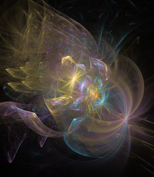 Abstract fractal background bright glare, rays, translucent