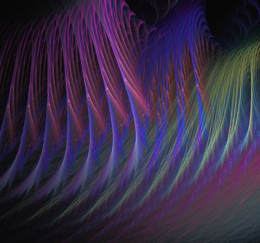 Abstract fractal feathers wave 3d colorful bright