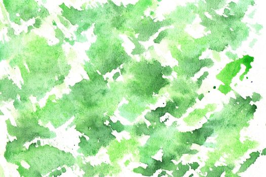 Watercolor green background, fuzzy blobs and stains