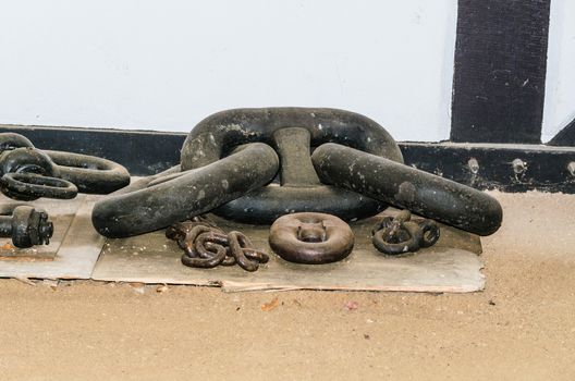 Different sized steel chains  for anchor chains.