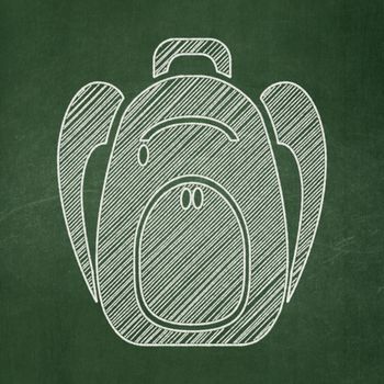 Travel concept: Backpack icon on Green chalkboard background