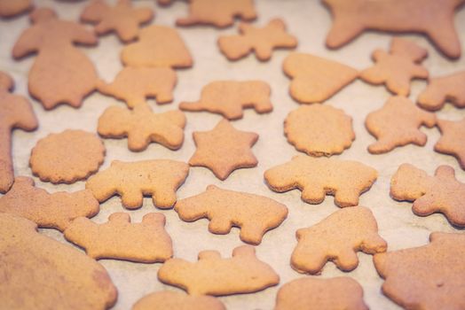 Homemade Xmas cookies on a sheet