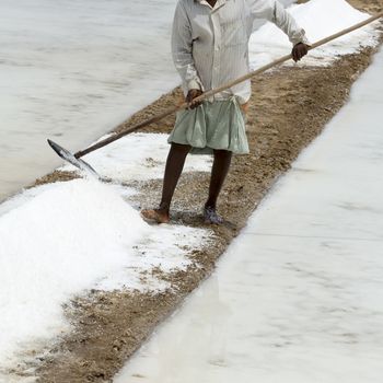 Agricultur wokers in salt field, India Tamil Nadu Pondicherry aera.