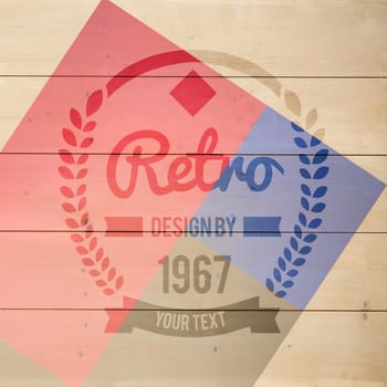 Retro symbol against colored wood