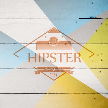 Hipster logo against colored wood