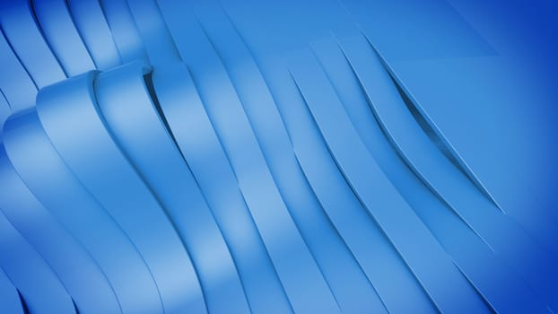 Abstract 3D Wavy band surface. Blue color.