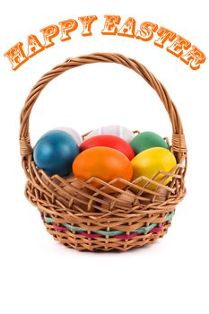 Happy easter - eggs in a basket