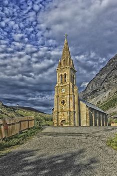 Cervires Hautes-Alpes France and church Saint-Michel-et-Saint-Mamms