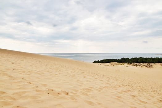 Famous Dune of Pilat. Dune du Pilat, the highest sand dune in Europe, located in the Arcachon Bay area, France.