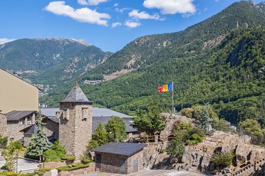 Andorra La Vella, capital of Andorra, surrounded by beautiful mountains.