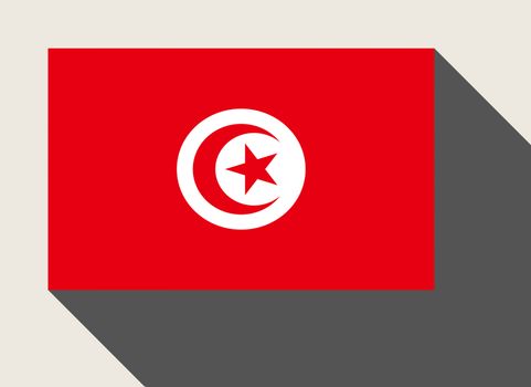 Tunisia flag in flat web design style.