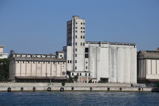 White Port Silos in a Sea Port