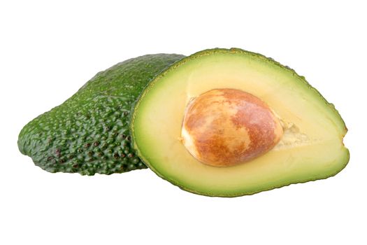 Cut avocado isolated on a white background