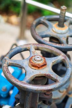 Old Shutoff Valve in sunlight .