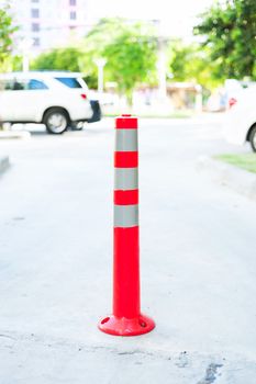 An Road Cone in car park soft light .