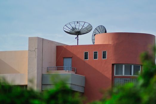 An Radar in blue sky sunset .