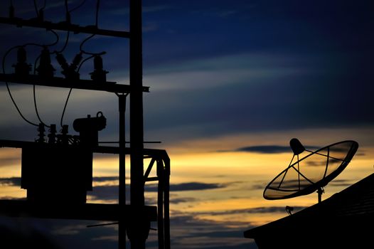 An Radar in blue sky sunset .