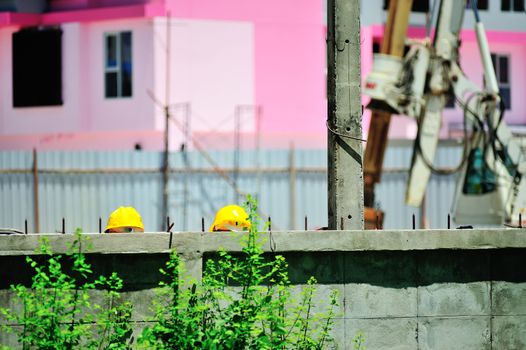 An safety helmet in construction place .