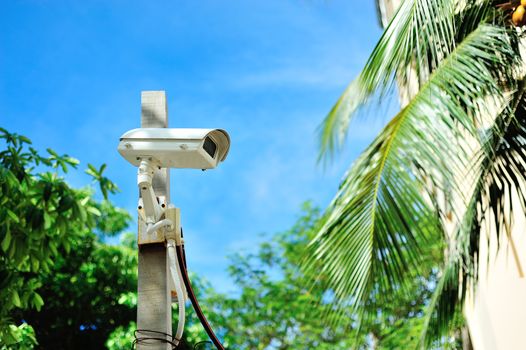 An Security cctv in public place city .