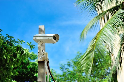 An Security cctv in public place city .