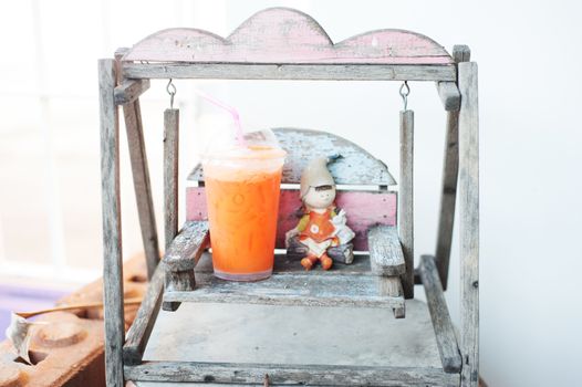 An Carrot juice in soft light .