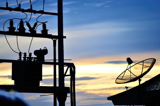 An Radar in blue sky sunset .