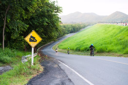 An Steep sign symbol warning dangerous .