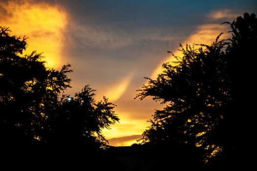 Sky sunset dramatic cloud in near evening .