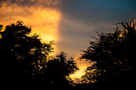 Sky sunset dramatic cloud in near evening .