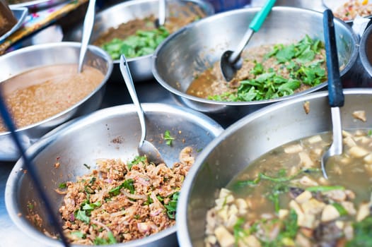 Thai food in market soft light  