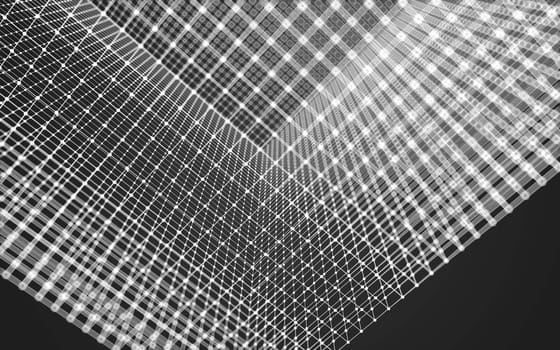 Abstract polygonal space low poly dark background with connecting dots and lines. Connection structure.