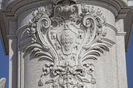 Statue of King Jose I on the Commerce Square - Praca do Comercio - in downtown Lisbon, Portugal.