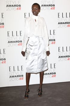 UK, London: South Sudanese British model and designer poses on the red carpet of the Elle Style Awards in London on February 23, 2016.