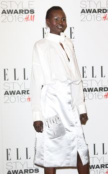 UK, London: South Sudanese British model and designer Alek Wek poses on the red carpet of the Elle Style Awards in London on February 23, 2016.