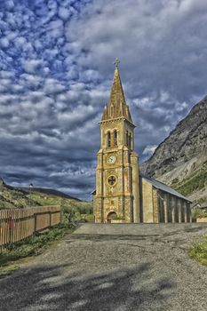 Cervieres Hautes-Alpes France and church Saint-Michel-et-Saint-Mamms
