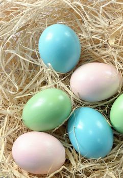 Decoration with easter eggs in nest