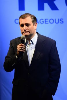 USA, Carson City: Republican presidential candidate, Sen. Ted Cruz (R-TX) delivers speech at the Brewery Arts Center in Carson City, Nevada on February 23, 2016, the day of the Nevada GOP caucus.