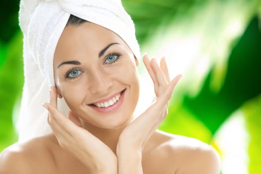 portrait of young beautiful woman  in spa environment