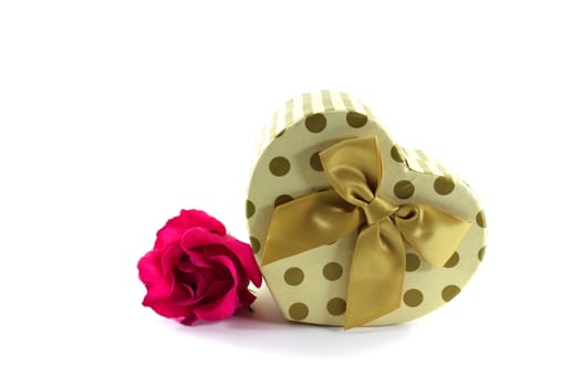 Flower and present gift on isolate background
